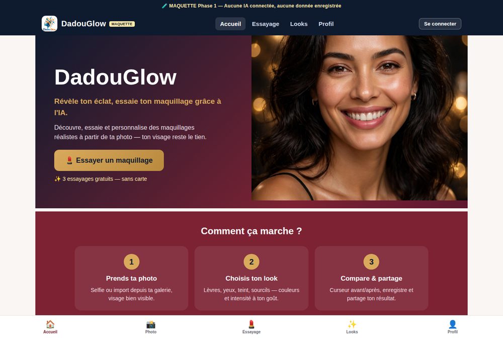 DadouGlow — capture d’écran réelle